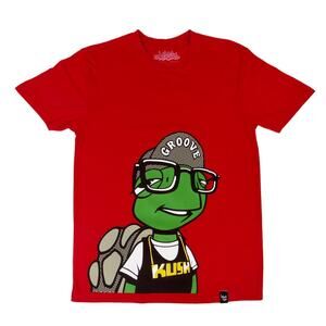 Kush Grove Red Crewneck Turtle Graphic Tee Small